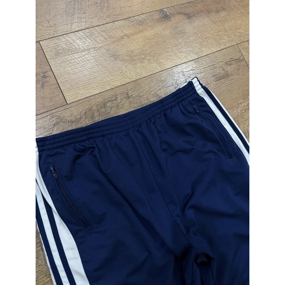 Vintage Adidas Wide Leg Baggy Striped Track Pants Warmup Navy‎ Blue 34x31 XL